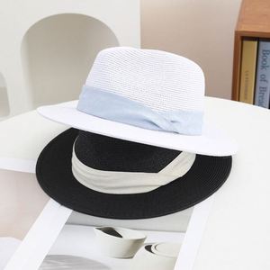 Sombrero de Paja para Mujer, Protección Solar, Estilo Pescador, para Playa, Vacaciones, Fedora - Product Image 1