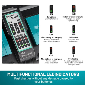 <span class=keywords><strong>Cargador</strong></span> Rápido de 4 Puertos <span class=keywords><strong>DC18RC</strong></span> con Iluminación LED para Baterías BL1830/BL1840/BL1850/BL1860/BL1430 de 18V - Product Image 6