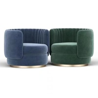 Fauteuil pivotant de haute qualité, capitonné, moderne, confortable, revêtement en velours, base en métal, fauteuil de détente pour salon