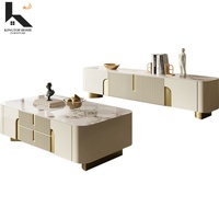 Ensemble de meuble TV et table basse contemporains, mobilier de salon moderne et luxueux