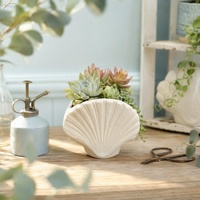 Vases et pots à fleurs en céramique faits à la main, finition mate sable, style nautique bohème, forme coquillage, objets de décoration en céramique en stock, personnalisables