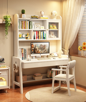 Bureau d'étude en bois massif avec huche et armoire à porte vitrée, bureau d'écriture ergonomique réglable en hauteur pour enfants, vente en gros pour chambre à coucher