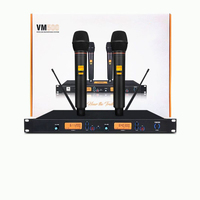 VM500 Microphone sans fil professionnel UHF à double canal, longue portée, deux microphones sans fil, système de microphone sans fil