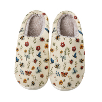 Pantoufles imprimées style broderie animale (insectes, papillons, libellules) avec logo personnalisable – Chaussures d'intérieur toutes saisons