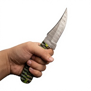 Cuchillo de hoja fija Drop Point de acero de Damasco forjado con mango de madera Pakka, personalizable, para caza, camping y supervivencia, 23 cm, fácil de transportar - Product Image 2