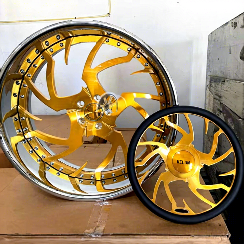Steering Wheel 15 Inch Gold chrome