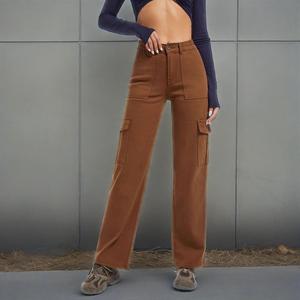 Direct Vintage <b>Cargo</b> <b>Pants</b> for <b>Women</b> High Waist with Zipper Fly XL Size Flat Front Casual Summer Clothing with Pocket - Product Image 1