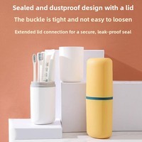 Trousse de Voyage Portable Color-Block pour Soins Dentaires : Gobelet, Porte-Brosse à Dents et Étui à Dentifrice – Essentiels Domestiques pour un Nettoyage Facile