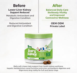 Integratore OEM per Cani: Bocconcini Morbidi per Fegato e Reni con Cardo Mariano, Curcumina, Omega 3, Cordyceps e Foglie di Ortica – Supporta la Salute del Fegato - Product Image 1