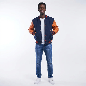 Blouson Bomber d'Hiver Respirant à Col Montant pour Homme, Personnalisable avec Broderie Chenille et Patchwork, Style Letterman de Basketball Unisexe - Product Image 1
