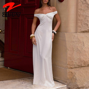 OEM Custom Polka <strong>Dot</strong> Off Shoulder Sexy Backless <strong>Maxi</strong> <strong>Dress</strong> Elegant Evening Party Long <strong>Dress</strong> Summer Trendy Cocktail <strong>Dress</strong> - Product Image 1