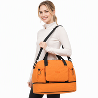 Sac de voyage pliable personnalisé avec logo Oxford, léger, ultra-léger, respirant, grande capacité, compartiments séparés pour articles secs et humides
