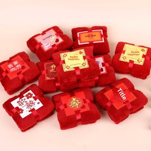 <span class=keywords><strong>Serviette</strong></span> de toilette carrée en polaire corail rouge, tissage uni, pour cadeau de mariage et événements, avec ceinture de fixation à la taille - Product Image 3