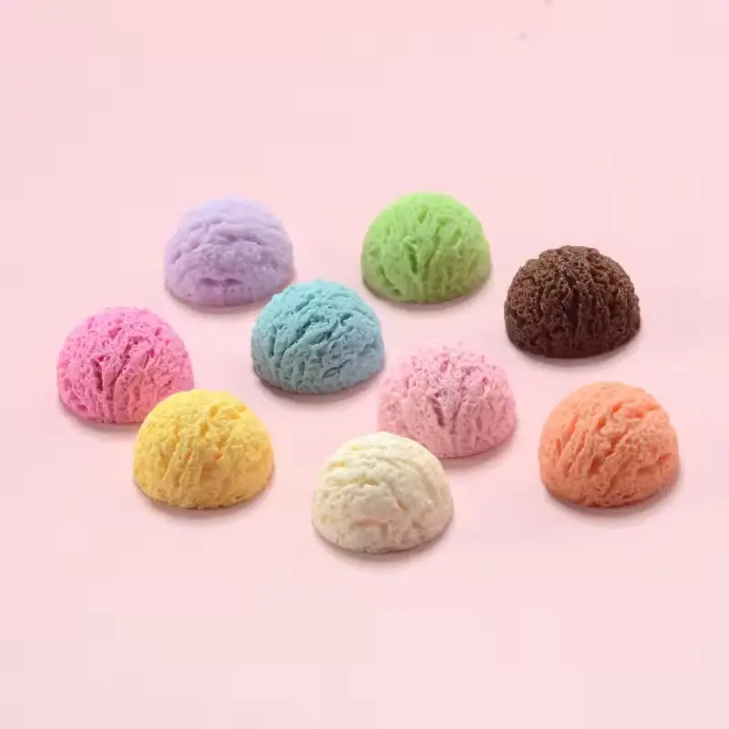 Hot Selling Miniature Resin Sculpture Colorful Ice Cream Ball for Kids for Hair Accessories DIY Decorations Exported