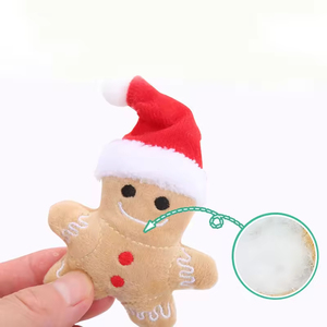 Cute Gingerbread Man Cartoon <b>Plush</b> Eco-friendly Squeaky Small Catnip <b>Cat</b> Toy for <b>Cats</b> Chew - Product Image 3