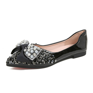 Mujer otoño nuevo estilo pequeño zapatos planos de frijol diamantes de imitación arco cucharón transpirable suave Tallas grandes mujer Primavera Verano - Product Image 6