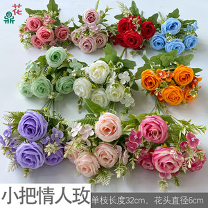 Bouquet de roses artificielles en soie, style naturel fait main, décoration d'intérieur, Saint-Valentin - Product Image 2