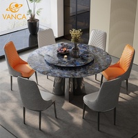 Table à manger italienne de luxe, table à manger ronde en marbre de pierre de luxe, table à manger moderne simple de villa haut de gamme