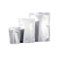 Sachet Doypack Personnalisé en Aluminium Plat Argenté Imprimé avec Logo, Scellable à Chaud, Fermeture Zip, Anti-Humidité, Stratifié, Jetable