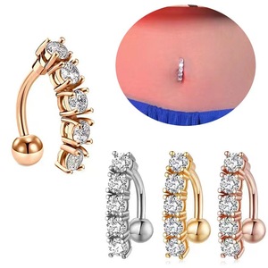 10 pezzi Anello per ombelico in acciaio inox 316L Anello per ombelico con zircone Anelli per <span class=keywords><strong>Piercing</strong></span> al ventre gioielli Sexy per le donne - Product Image 2