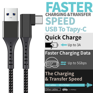 9M 5V/3A 5 GB/S USB A 90 gradi usb c cavo charing 8M 10M intrecciato 3.0 cavo di trasferimento caricabatterie per macchina fotografica di gioco link VR - Product Image 1
