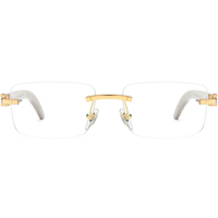 Gafas Borregls de cuerno de búfalo para hombre, montura cuadrada de diseñador, gafas de sol sin montura para mujer, gafas ópticas sin marco 908