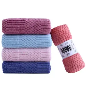 Internet celebrity coral velvet auspicious grid gift towel thickened absorbent hair