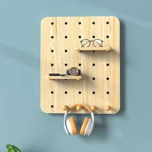 Organizador de Pared de Madera Maciza con Rejilla, Rectangular, Lacado, Sin Perforaciones, para Oficina, Sala de Estar, Dormitorio - Product Image 3
