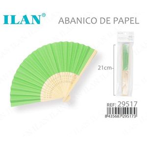 Ventaglio di Carta Iln 21 Cm Verde, Accessorio per Feste - Product Image 3