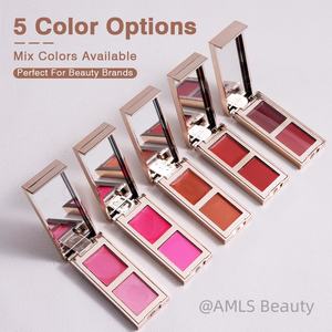 Ready to Ship Mini Travel Size Mineral Blush <b>Palette</b> 2 Colors Cream-to-Powder Long Lasting Waterproof Mirror Custom Packaging - Product Image 3