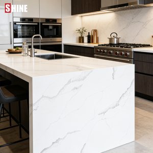 Lastra Grande in <span class=keywords><strong>Quarzo</strong></span> Artificiale Calacatta Bianco Stile Moderno per Top Cucina e Bagno, Design Ispirato alla Via della Seta, Disponibile Modello 3D per Hotel - Product Image 2