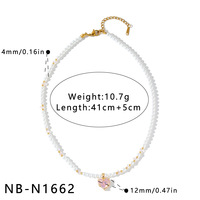 Colliers élégants en acier inoxydable plaqué or avec zircon et perles, bijoux minimalistes de luxe léger, vente en gros TGXL14112