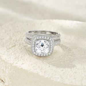 Anillo de Eternidad con Diamantes de Moissanita de Corte Brillante, Plata 925, Engaste de Garras, Joyería de Lujo para Boda y Compromiso, Venta al Por Mayor - Product Image 3