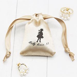 Drawstring Pouches Wedding Band Gift Jewelry Storage Bags Hot Wholesale Gold Satin Jewelry Packing Custom Size Accepted 500pcs - Product Image 1