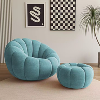 Fauteuil de sol moderne en velours doux en forme de citrouille, fauteuil de détente pour la maison, idéal pour les petits coins d'appartement