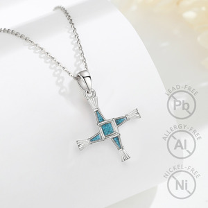 Merryshine <span class=keywords><strong>Murphy</strong></span> Saint Brigid Cross collar de plata esterlina para mujer simboliza la protección con incrustaciones de mármol Connemara genuino - Product Image 4