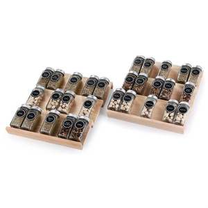 Kitchen Drawer Cabinets Wood Spice Drawer Organizer Desktop Wooden Spice Rack Storage Tray
