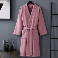 Peignoir en coton gaufré à col kimono pour femme, pur coton, spa, hôtel, logo personnalisé, vente en gros d'usine