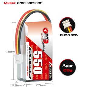 Batería LiPo RC GNB GAONENG 2S 550mah 7.4V 60C PH2.0 3PIN para Coche RC 1:28 1/28 4WD Drift On/Off Road K969 K989 Wltoys Brushed - Product Image 3