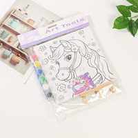 Tableau de coloriage en bois carré 15x15 cm à peindre soi-même, motif dessin animé, vente en gros usine