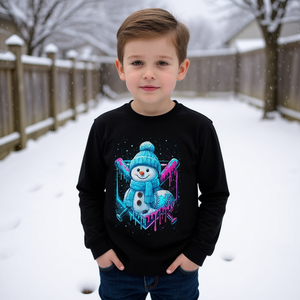 Camiseta de manga larga con diseño de muñeco de nieve de béisbol para niños, ropa de invierno - Product Image 3