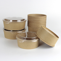Bol à salade en papier jetable de qualité supérieure biodégradable pour la vente en gros, de qualité alimentaire, avec couvercle