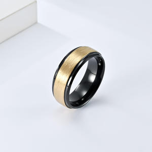 Men's Two-Tone Tungsten <b>Ring</b> Black And Blue Matte Brushed Finish Gift Jewelry - Product Image 3
