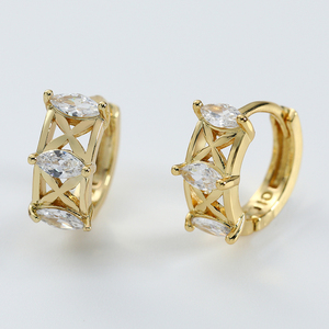 22 Types Zircon <strong>Jewelry</strong> Four <strong>Leaf</strong> Round Hoop Earrings Ear Buckle Brass Zircon Huggies Earrings for Women Anniversary - Product Image 2