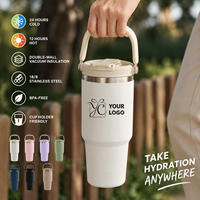 TYESO Gobelet isotherme avec paille rabattable et couvercle à bec, Bouteille d'eau à isolation sous vide, Tasse à café en acier inoxydable à double paroi, Mug de voyage anti-fuite