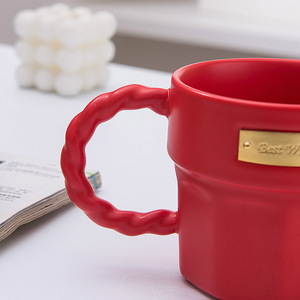INS European Style Gold Medal Best Wishes Engrave 12oz Tea Cups Couple Cup Valentine <b>Mugs</b> Ceramic Coffee <b>Mug</b> - Product Image 6