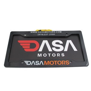 Cadre de <span class=keywords><strong>plaque</strong></span> d'<span class=keywords><strong>immatriculation</strong></span> et <span class=keywords><strong>plaque</strong></span> noire mate avec impression sérigraphique dorée personnalisée du logo - Product Image 2