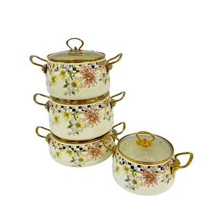 Ensemble de casseroles <span class=keywords><strong>en</strong></span> émail de haute qualité de style français Boyang, 4 pièces, ustensiles de cuisine, marmite - Product Image 4