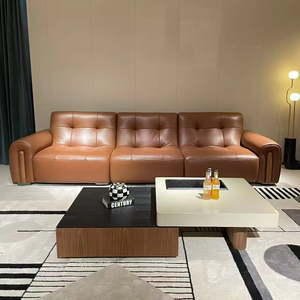 Juego de Sofá y Mesa de Centro de Cuero de Lujo para Decoración de Sala de Estar, Juego de Mesa de Centro para Espacios Pequeños - Product Image 1