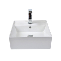 Lavabo de salle de bain moderne et minimaliste, rectangulaire à poser, en céramique facile à nettoyer, design artistique carré